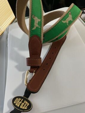 NWT Zep-Pro Leather and Webbing heavy duty dog print belt 42